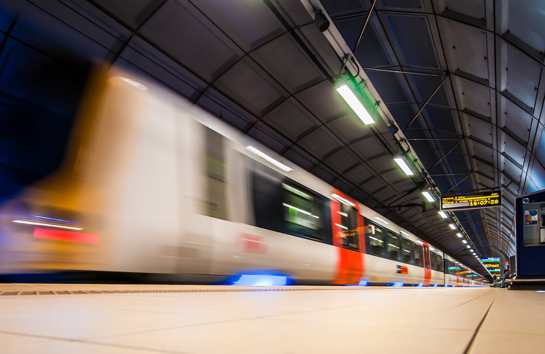 beige and red train